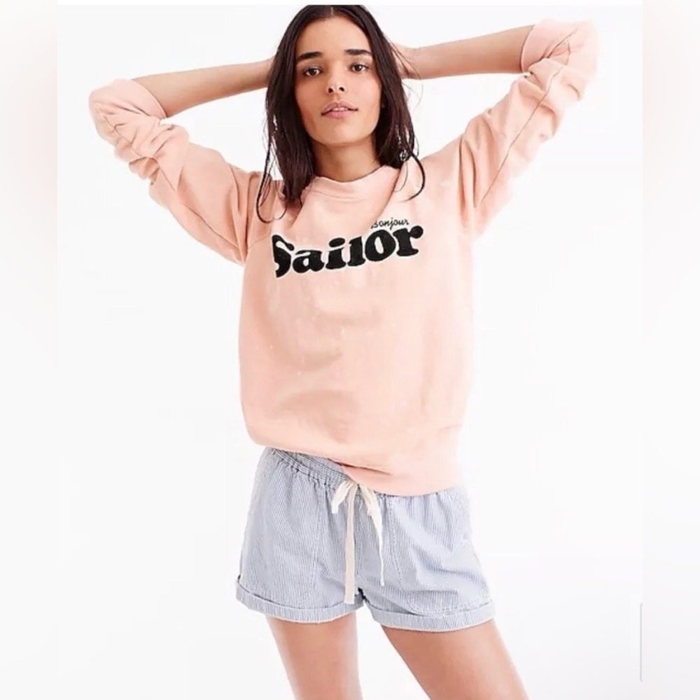 J.Crew "Sailor" graphic pullover sweatshirt in a peachy pink